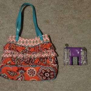 Vera Bradley Orange Purse and Frill Wallet